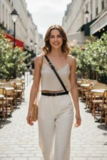 Black Women's Belt with Silver Buckle, Faux Leather Trouser Belt - SH917