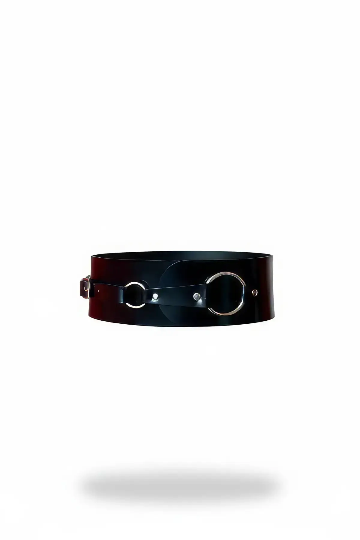 Black Women's Belt with Thick Wide Ring Detail - SH920