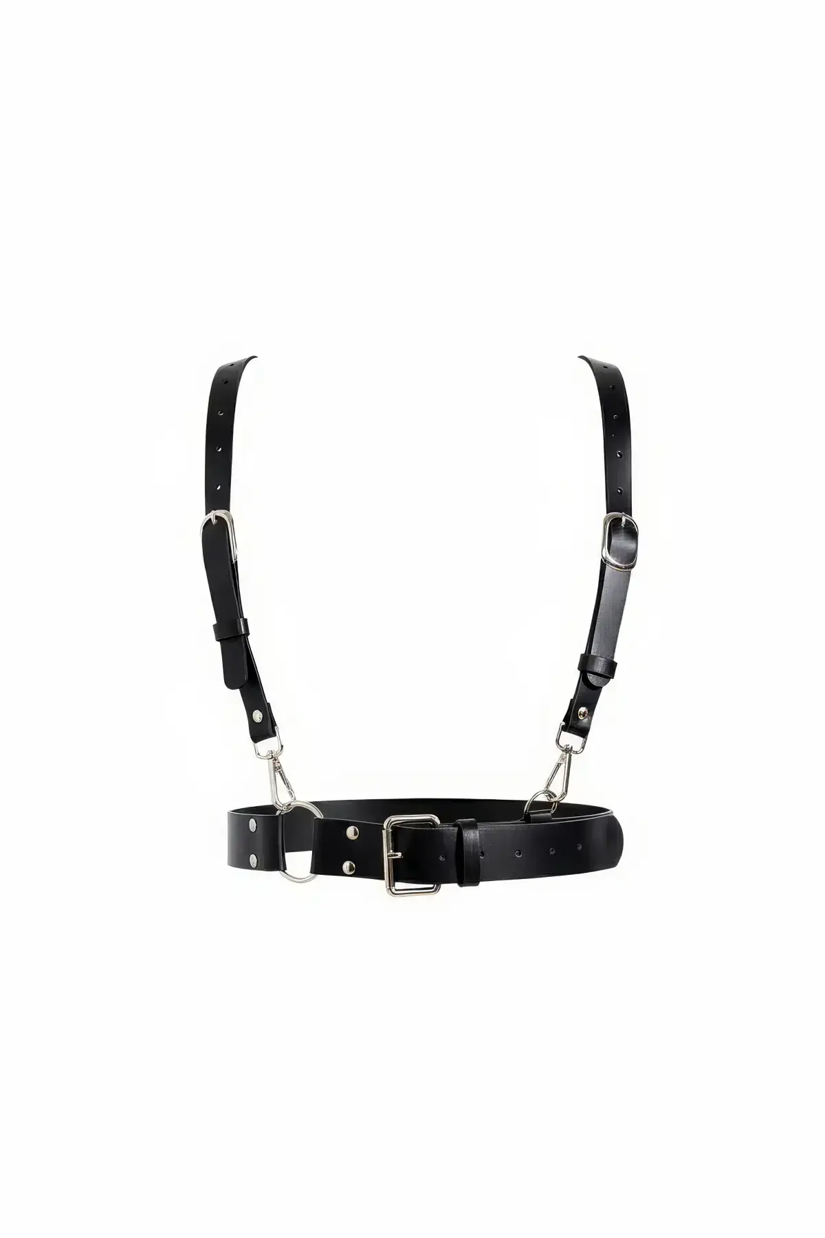 Black Women's Leather Body Belt with Metal Buckle - SH934