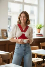 Red Women's Belt with Studded O-Ring Detail Body Belt - SH936 - Image 3