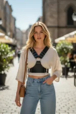 Black Women's Belt with Stud Detail Body Accessory - SH936 - Image 5