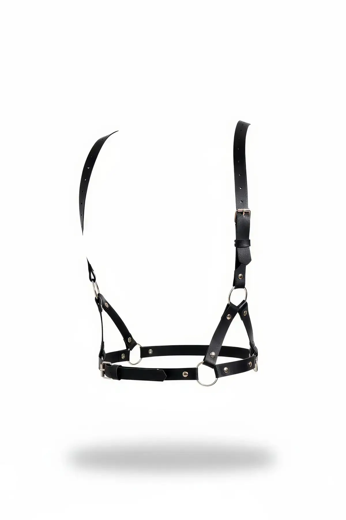 Black Women's Belt with O-Ring Detail, Thin Leather Body Belt - SH938