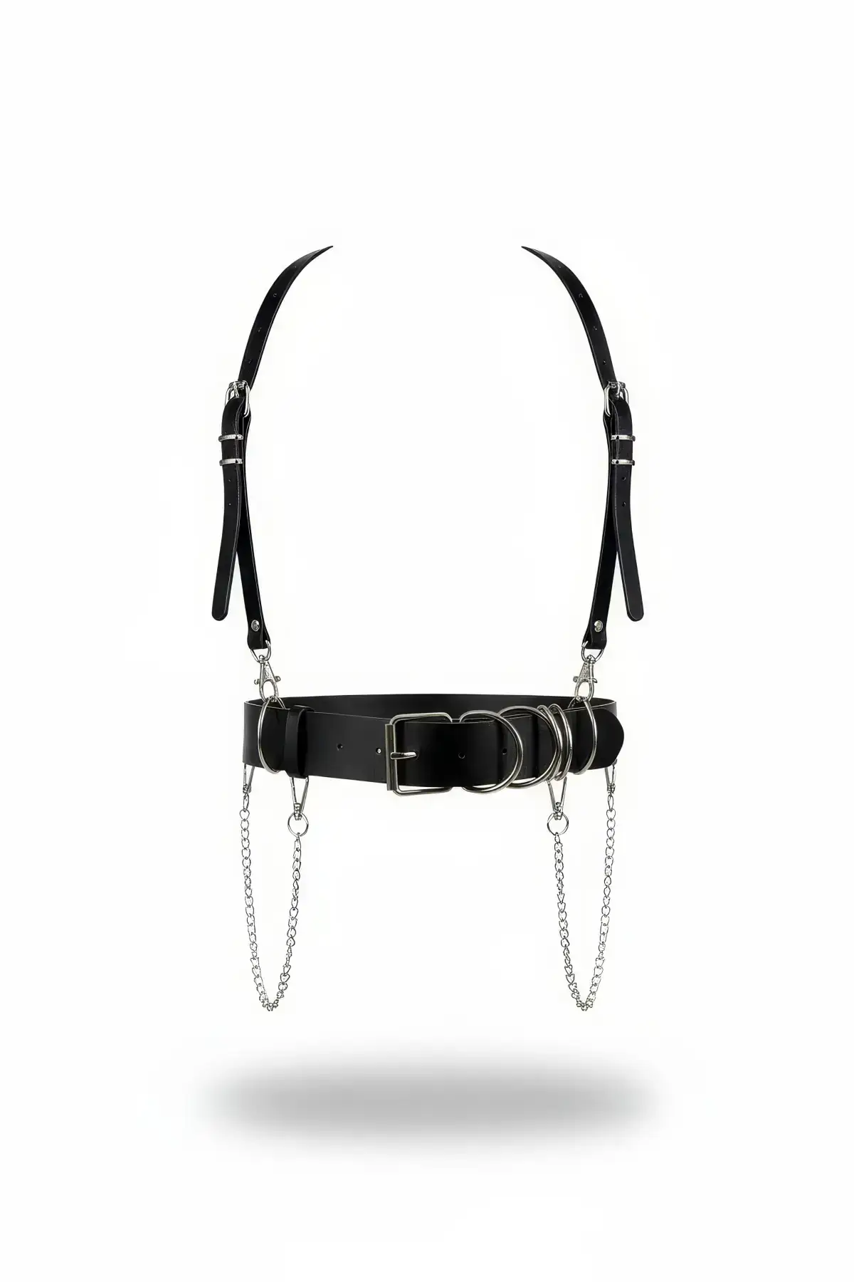 Black Women's Belt with Chain Detail Shoulder and Body Accessory - SH939