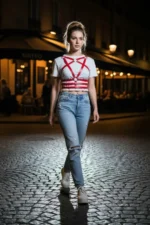 Red Women's Belt with Multiple Straps and Metal Ring Detail Body Accessory - SH955 - Image 3