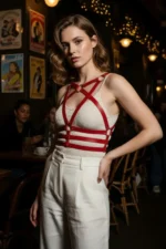 Red Women's Belt with Multiple Straps and Metal Ring Detail Body Accessory - SH955 - Image 4