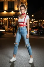 Red Women's Belt Leather Body Accessory with Buckle Vest - SH959 - Image 2