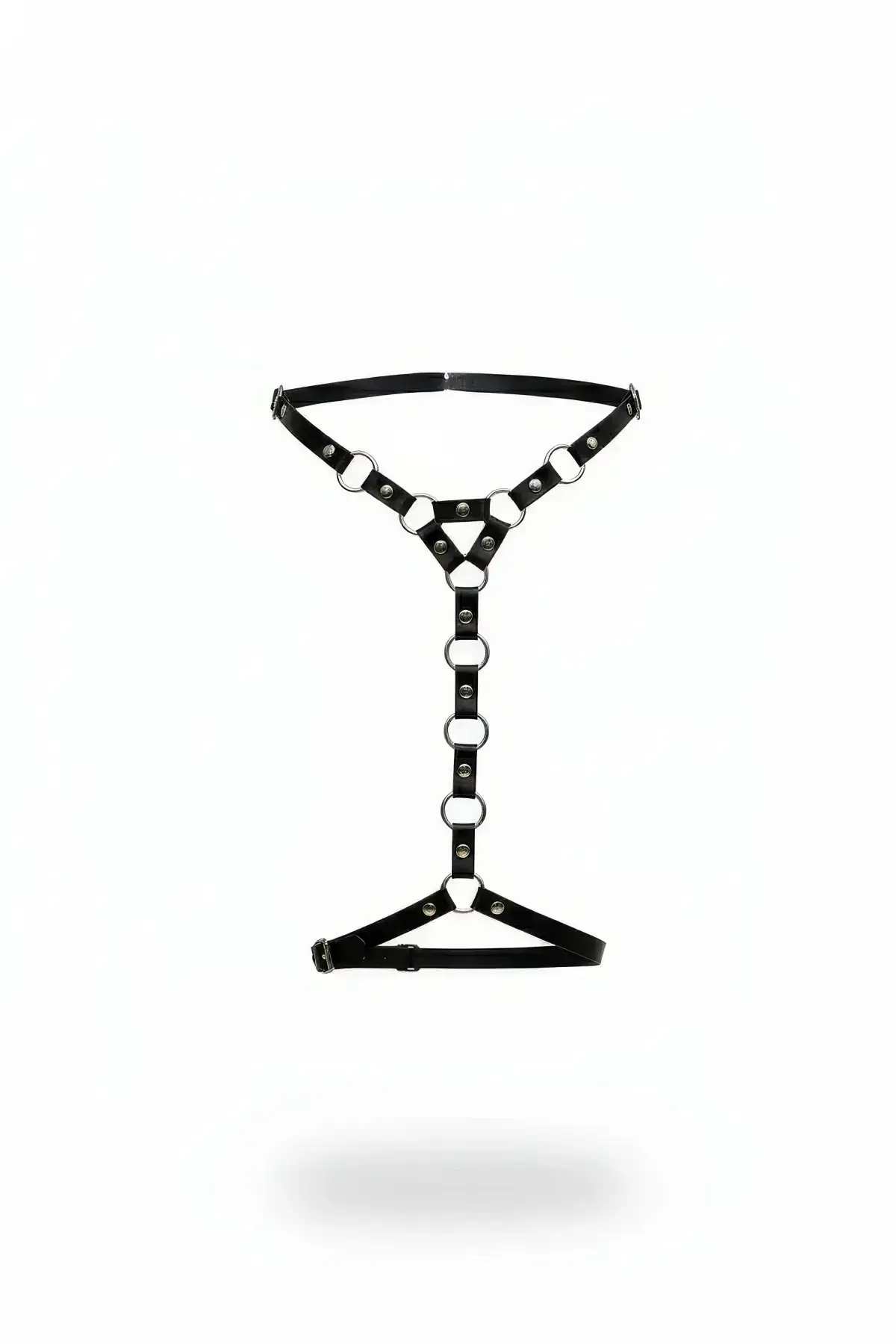Black Garter Harness Leather Body Accessory with Metal Rings - SH973