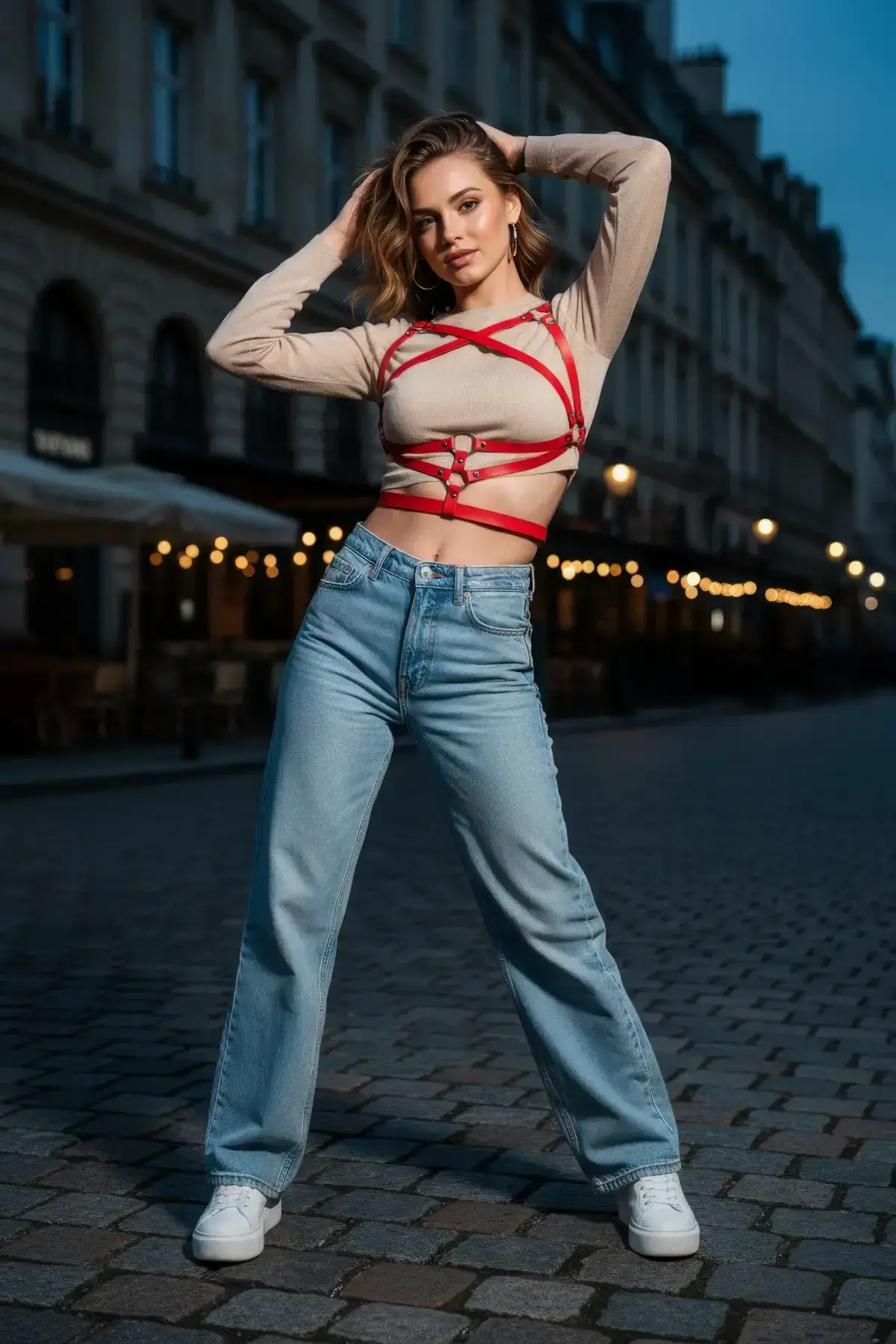 Red Women's Leather Crossbody Belt - SH991