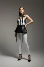 Black Skirt, Faux Leather Skirt, Flared Mini Skirt - SH998 - Image 2