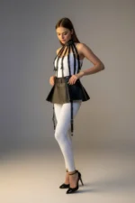 Black Skirt, Faux Leather Skirt, Flared Mini Skirt - SH998 - Image 3