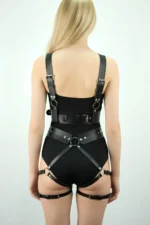Black Harness Set Leather Body Accessory with Stud Details - SH1016 - Image 3