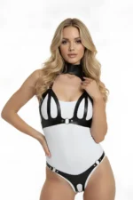 Black Harness Set with Faux Leather Details, Bodysuit and Neckband - SH1089 - Image 2