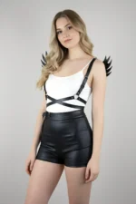 Black Women's Belt Shoulder Accessory with Wing Detail - SH1097 - Image 3