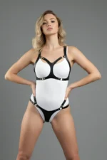 Black Leather Harness Set with O-Ring Detail Body Accessory - SH1101 - Image 3