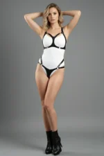 Black Leather Harness Set with O-Ring Detail Body Accessory - SH1101 - Image 5