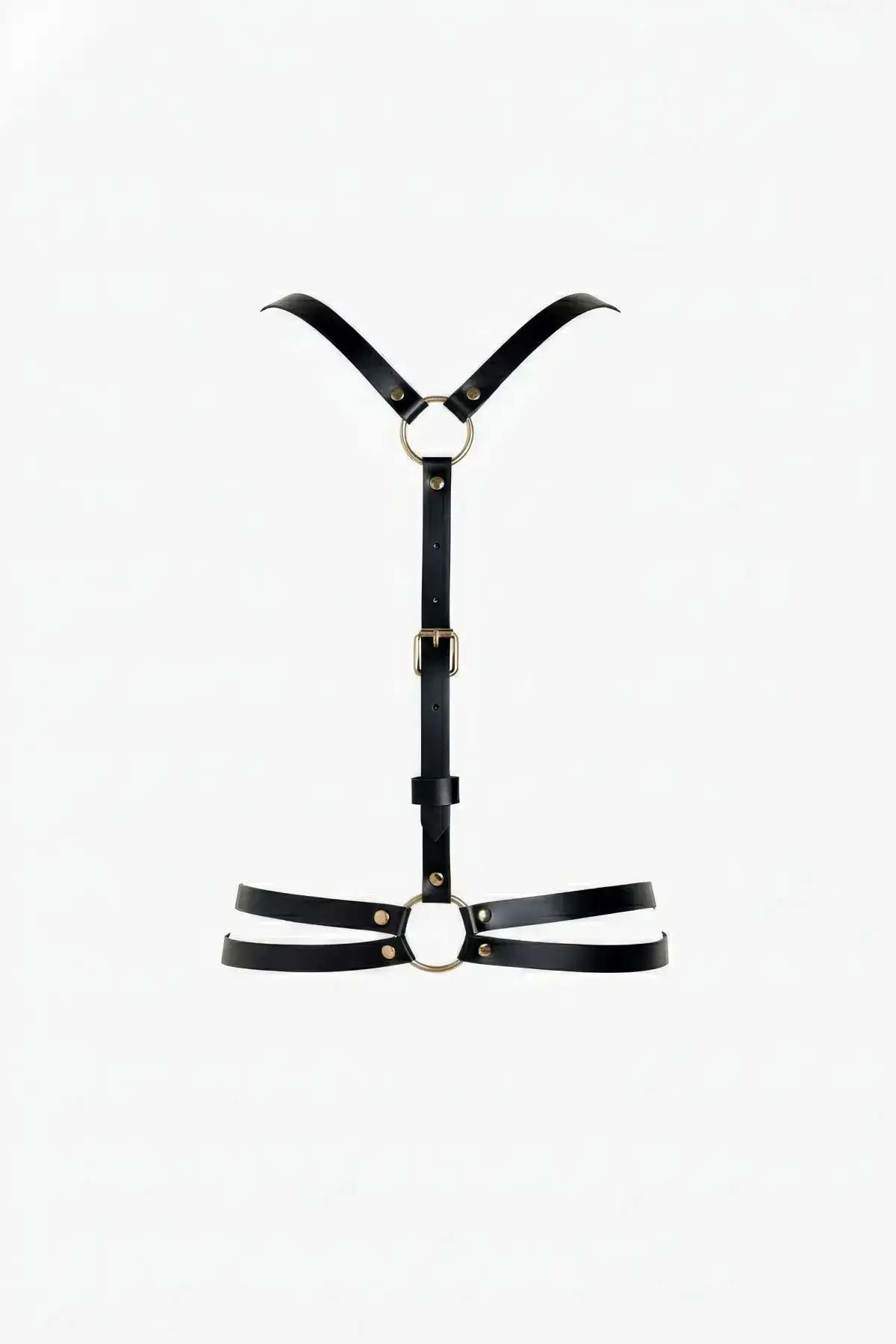 Black Women's Belt with O-Ring Detail, Leather Body Accessory - SH1180