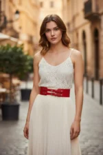 Red Women's Belt with Double Buckle Wide Waist Accessory - SH1203 - Image 2