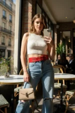 Red Women's Belt with Double Buckle Wide Waist Accessory - SH1203 - Image 3