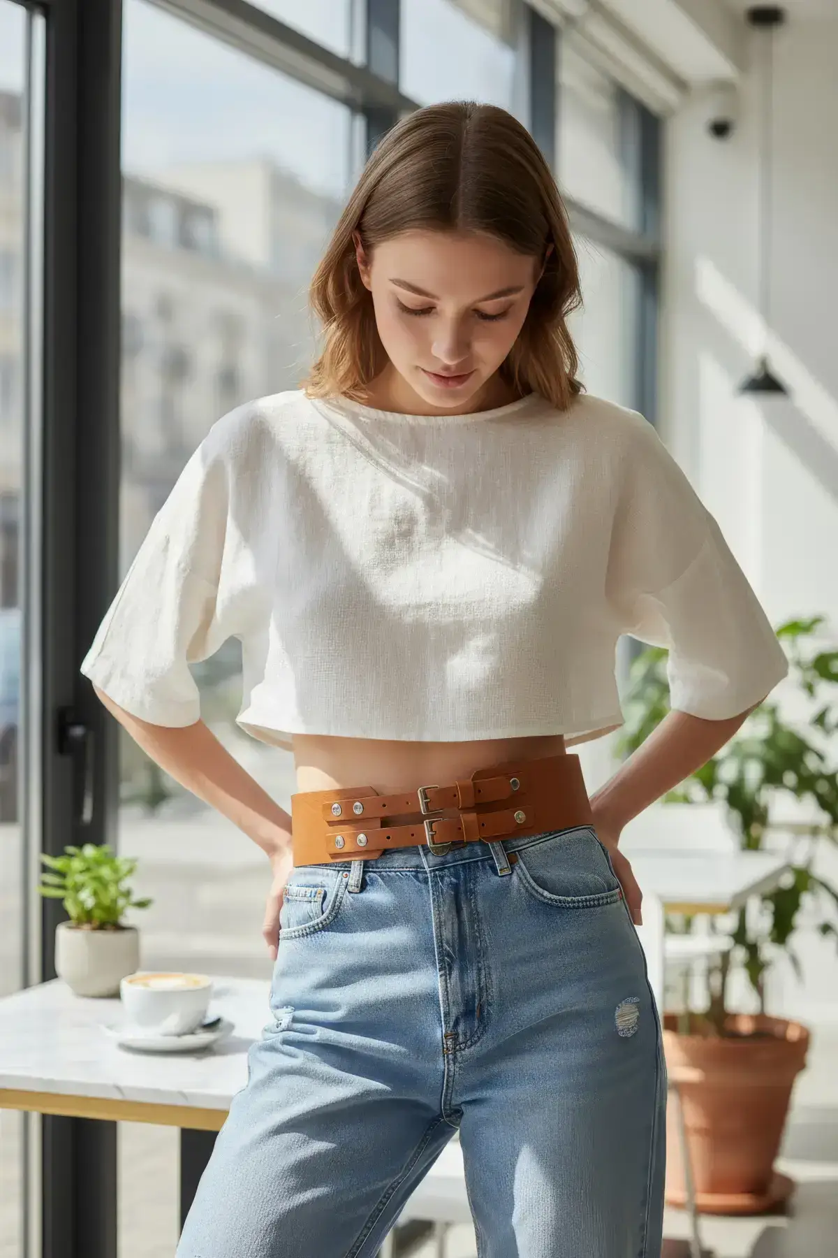 Women's Belt, Thick Double Buckle Waist Accessory - SH1203