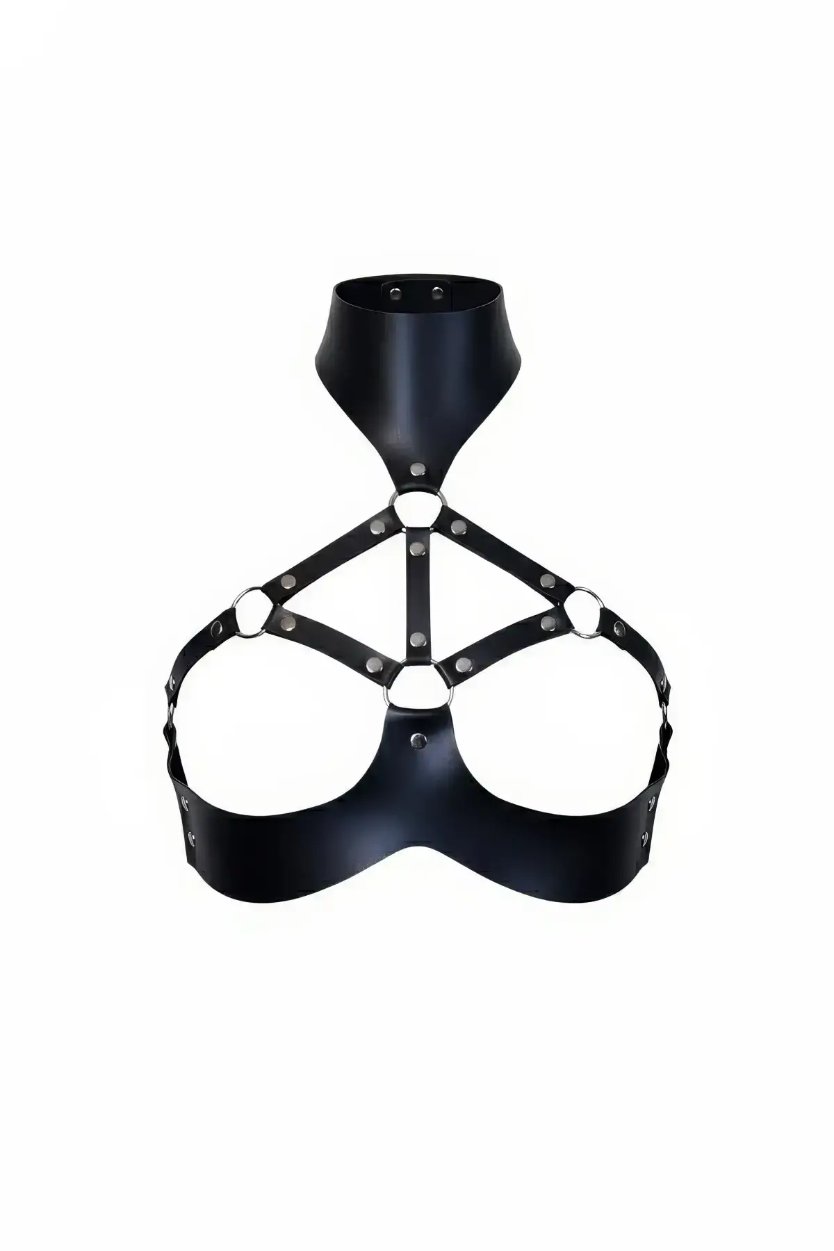 Black Women's Belt with High Collar and Metal Ring Detail - SH1237