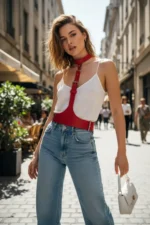 Red Women's Belt with Wide Leather Buckle Body Accessory - SH1297 - Image 2