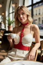 Red Women's Belt with Wide Leather Buckle Body Accessory - SH1297 - Image 3