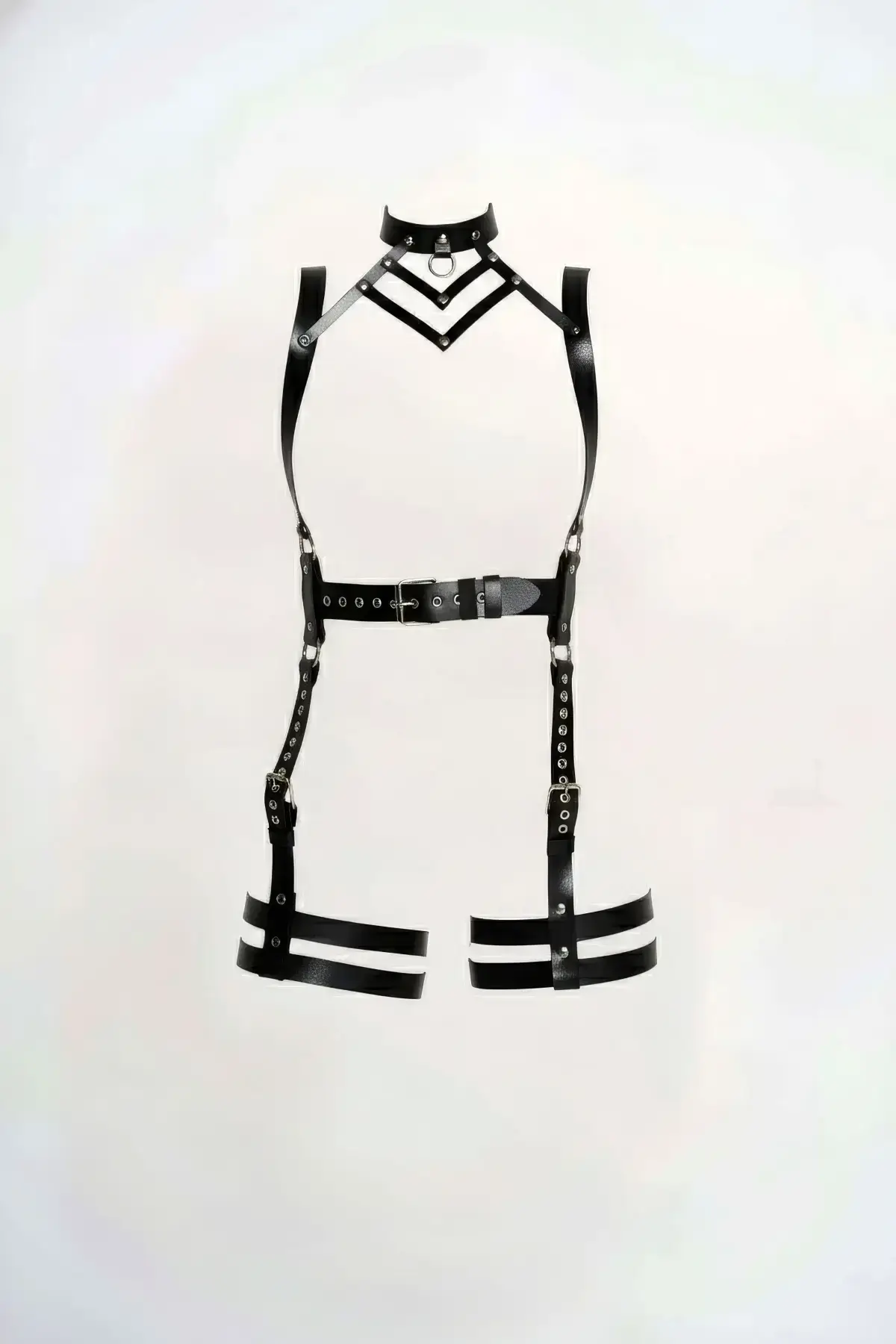 Black Garter Harness Leather Body Accessory with Buckle - SH1301