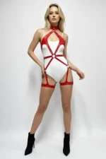 Red Harness Set Leather-Look Neck Strap Body Belt - SH1331 - Image 4