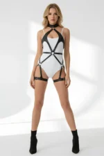 Black Harness Set Leather Body Buckle Accessory - SH1331