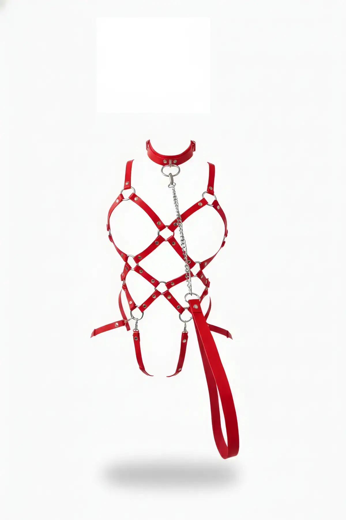 Red Harness Set with Chain Detail and Cross Link - SH1350
