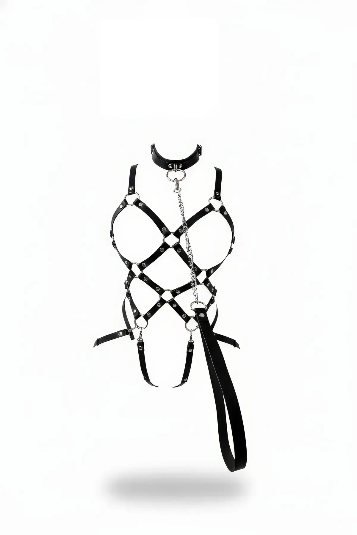 Black Harness Set with Chain Detail and Body Link - SH1350