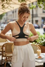 Black Women's Leather Belt Body Accessory with Collar Detail - SH1374 - Image 2