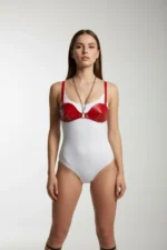 Red Chest Harness with Shiny Leather Chain Detail Accessory - SH1380 - Image 3