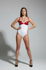 Red Chest Harness with Shiny Leather Chain Detail Accessory - SH1380 - Image 4