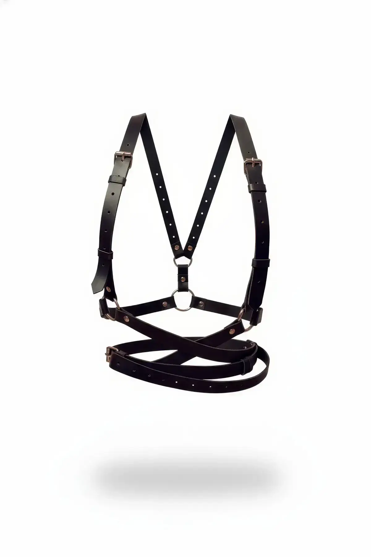 Black Women's Belt Multiple Leather Body Harness - SH1392