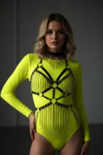 Black Body Harness with Long Chain Detail - SH1397 - Image 3