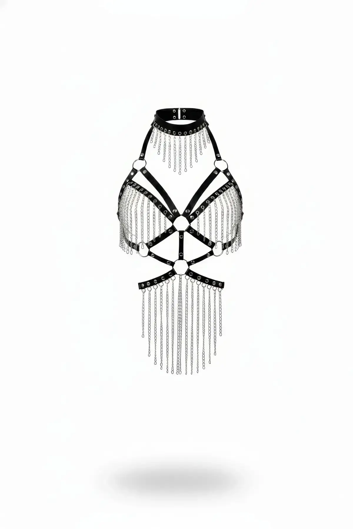 137314.webp Black Body Harness Choker with Chain Detail - SH1397 - Image 1