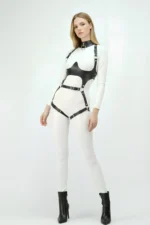 Black Chest Harness Leather Buckle Body Corset - SH1402 - Image 5