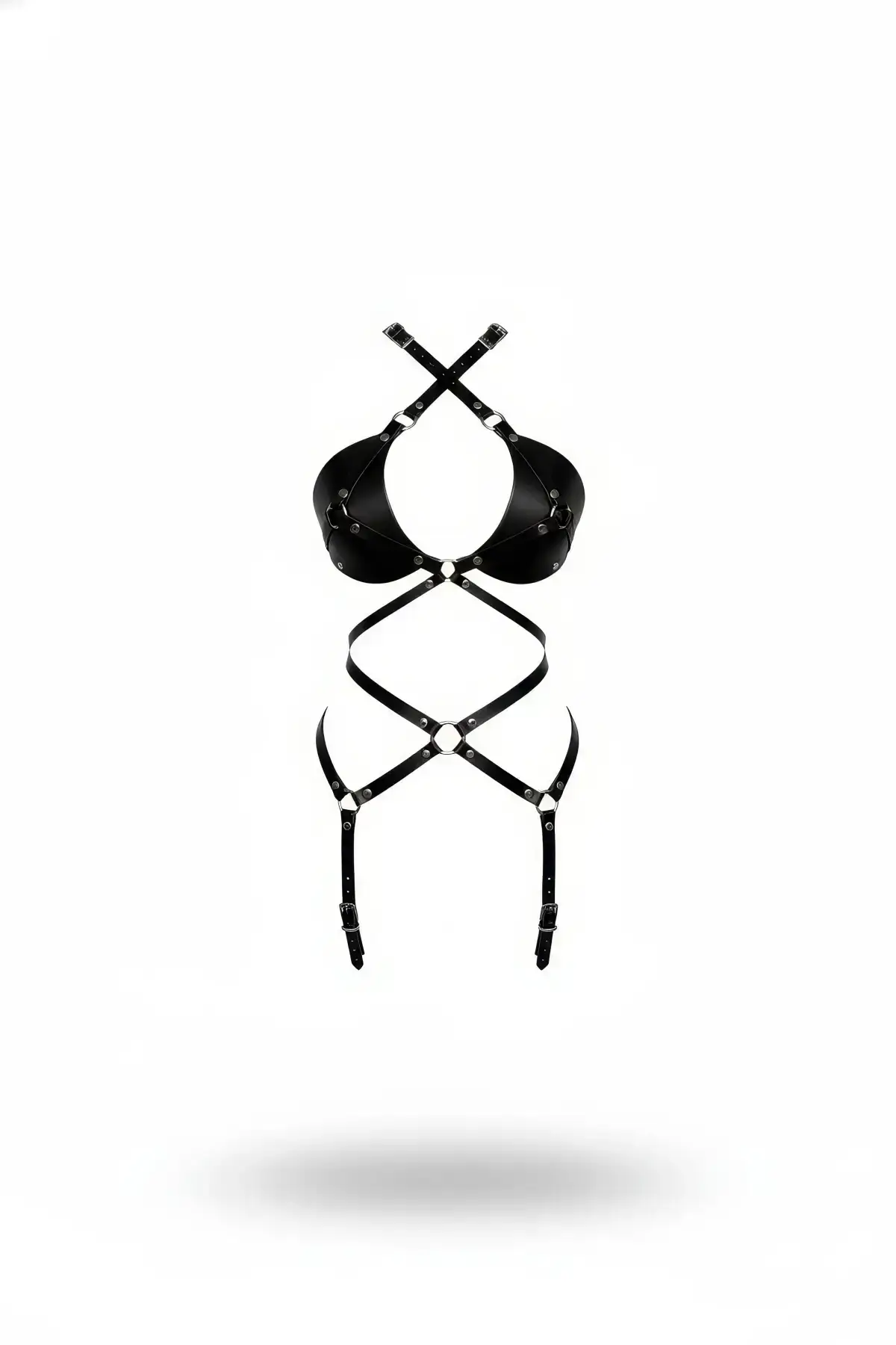 Black Leather Body Harness Cross Strap Full Body Accessory - SH1409