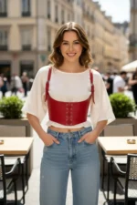 Red Women's Belted Corset Style Wide Waist - SH1428