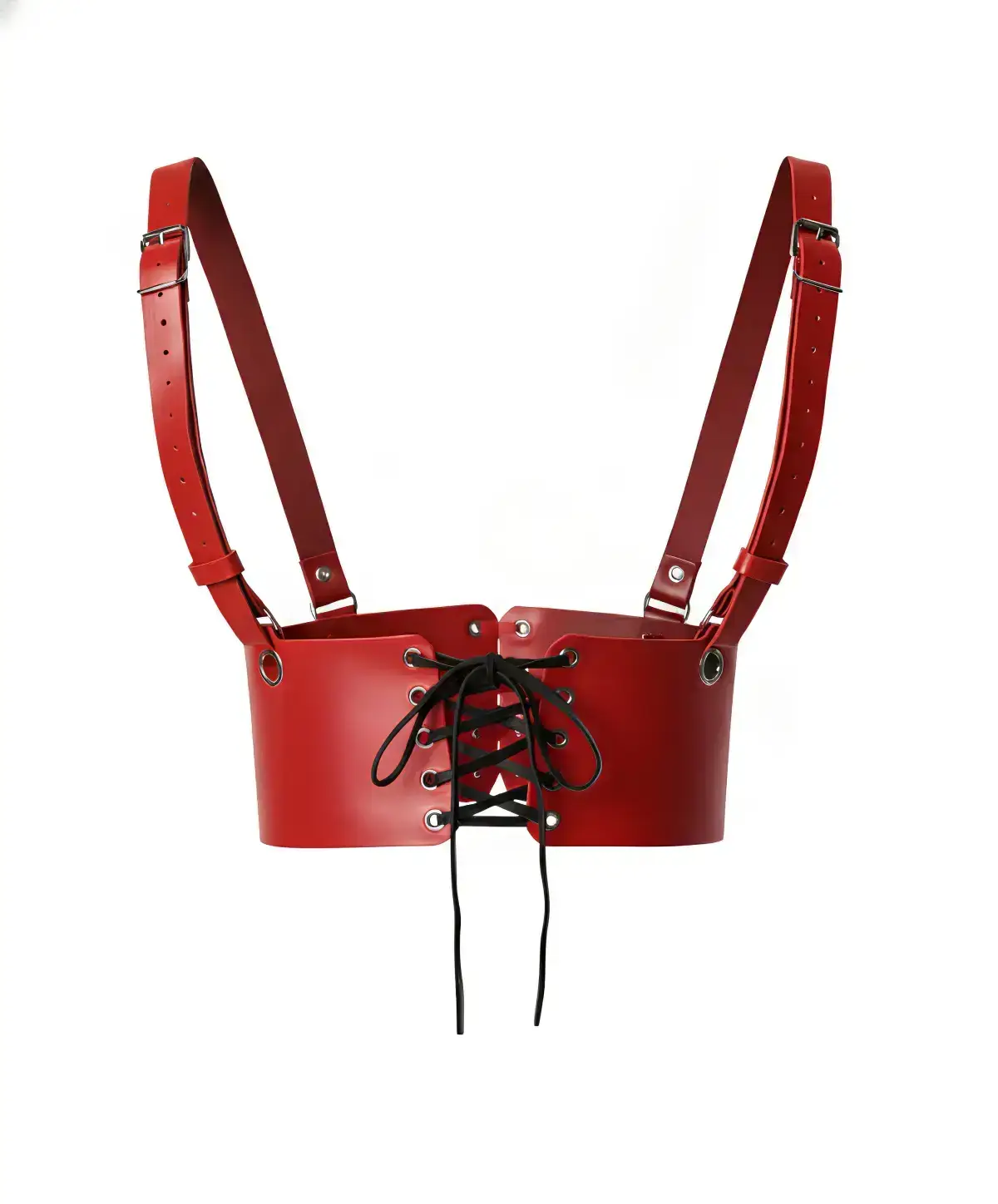 Red Women's Wide Corset Belt with Shoulder Detail - SH1429