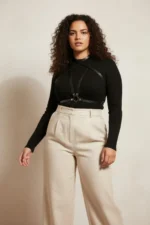 Plus Size Black Women's Leather Harness Belt, Stylish Body Accessory for Dresses - SH15 - Image 2