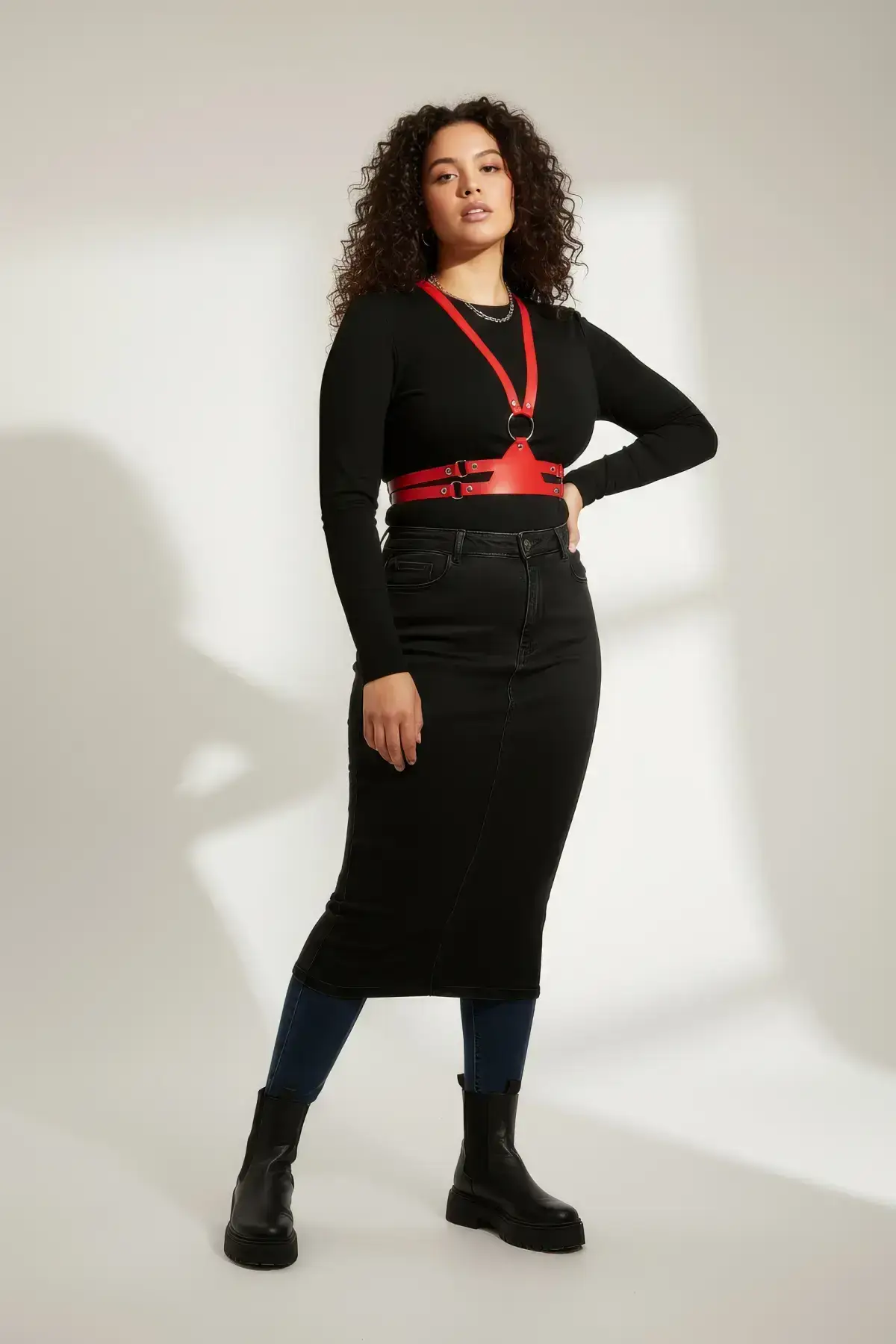 Plus Size Red Women's Leather Belt Harness