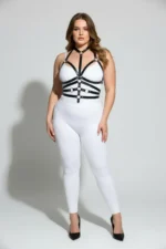 Plus Size Black Women's Leather Harness Set with Ring Detail Fantasy Accessory - SH24 - Image 4