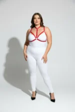 Plus Size Red Women's Harness Set with Ring Detail Elastic Fancy Accessory - SH93 - Image 4