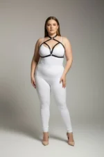 Plus Size Black Women's Elastic Harness Set with Cross Straps Bra Accessory - SH100