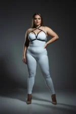 Plus Size Black Women's Elastic Harness Set with Cross Straps Bra Accessory - SH100 - Image 3