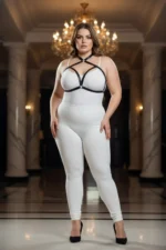 Plus Size Black Women's Elastic Harness Set with Cross Straps Bra Accessory - SH100 - Image 5