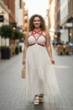 Plus Size Red Women's Leather Belt Harness Dress Top Outfit Complementary - SH108