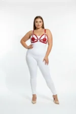 Plus Size Red Women's Harness Set with Leather Ring Detail Fantasy Accessory - SH112 - Image 3